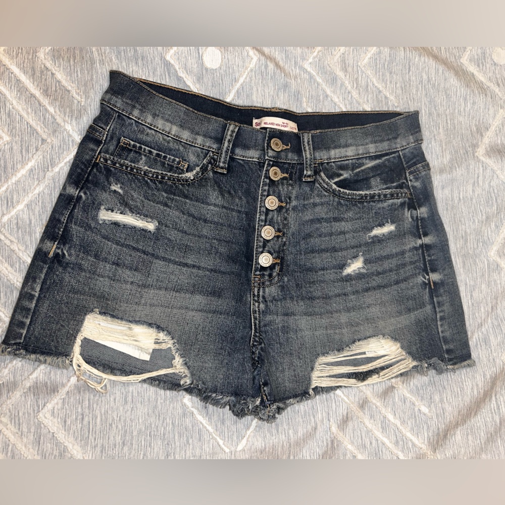SO Blue Jean Shorts Distressed Frayed Hem